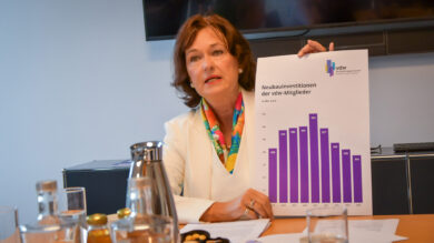 Susanne Schmitt weist auf den Investitionsrückgang im Neubau hin und fordert einen dritten Förderweg: "Das erwarte ich einfach vom Bauministerium." | Foto: Link