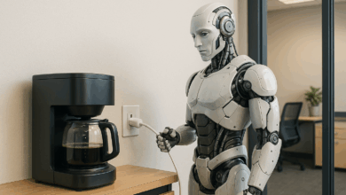 Im Büro der Zukunft werden Steckdosen begehrter sein als Kaffeemaschinen. | Foto: Link/mit KI generiert