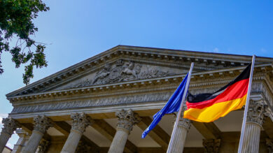 Löwe und Einhorn am Giebel des Landtages | Foto: Link