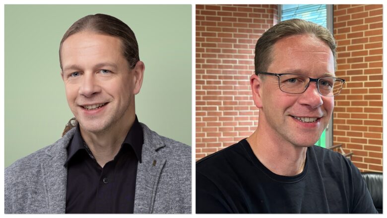 Foto zeigt Christian Schroeder mit langen und mit kurzen Haaren