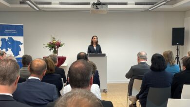 Landesrechnungshof-Präsidentin Sandra von Klaeden spricht bei der 75-Jahr-Feier ihrer Prüfbehörde. | Foto: Wallbaum