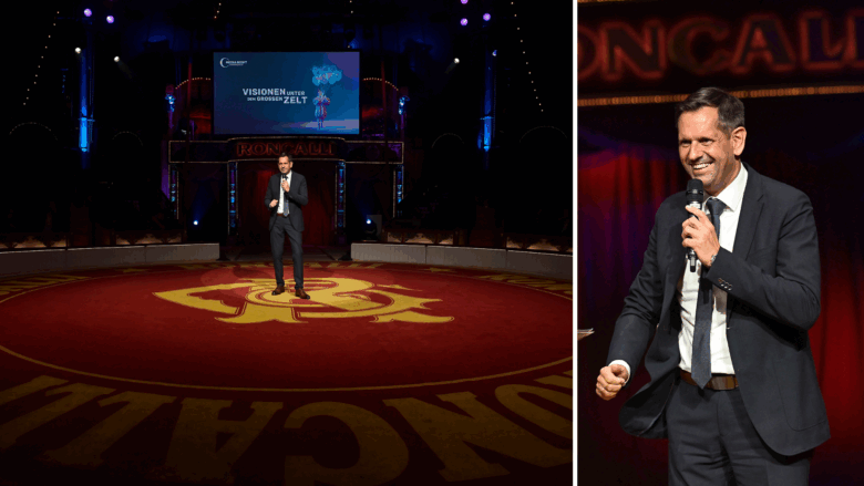Fotos zeigen MP Olaf Lies in der Mangege des Zirkus Roncalli