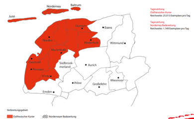 Die NOZ will ihre Präsenz in Ostfriesland stärken. | Grafik: NOZ